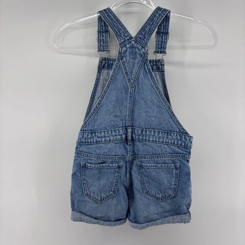 GAP Denim Overalls Shorts Distressed Light Wash Adjustable‎ Straps Medium
